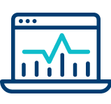 Desktop icon with data lines showing physicians want direct access to self-serve, full disclosure ECG data.