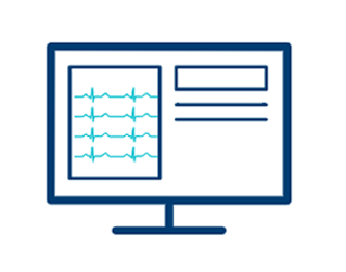 Data on computer screen icon.
